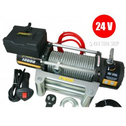 K12000 24v csörlő rádiós távirányítóval, szintetikus kötéllel, 4x4 Túra Shop LED fényhíd munkalámpa terepjáró offroad traktor autómentő felszerelés, csörlő rántokötél heveder