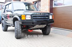 Discovery II első fém lökhárító HD1, 4x4 Túra Shop LED fényhíd munkalámpa terepjáró offroad traktor autómentő felszerelés, csörlő rántokötél heveder