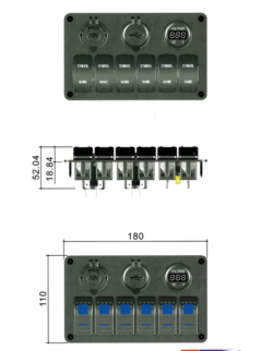 Kapcsolótábla 6-os szivargyújtó és usb aljzattal, voltmérővel - Image 4